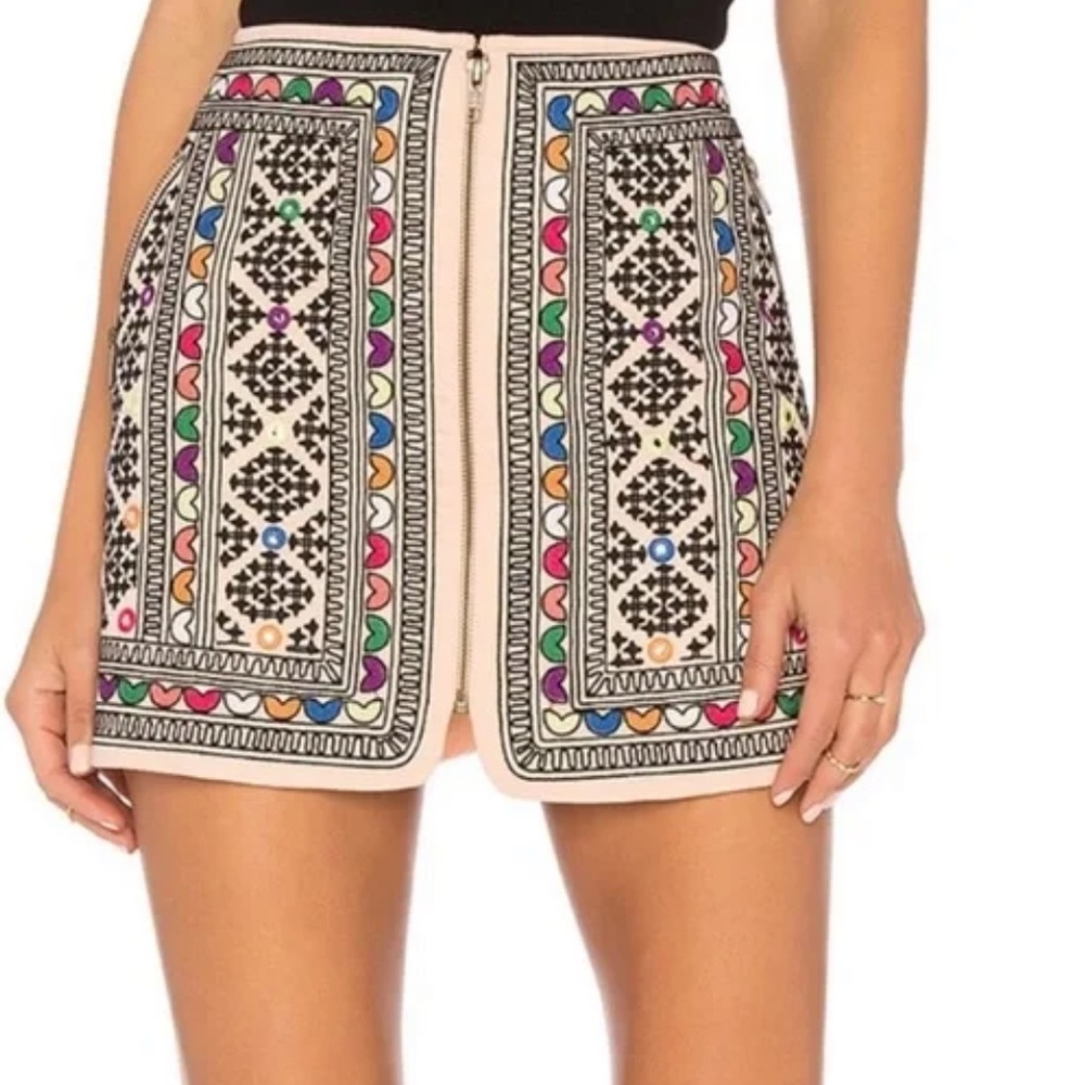 Majorelle Revolve Embroidered Port Mini Skirt in Coral Reef